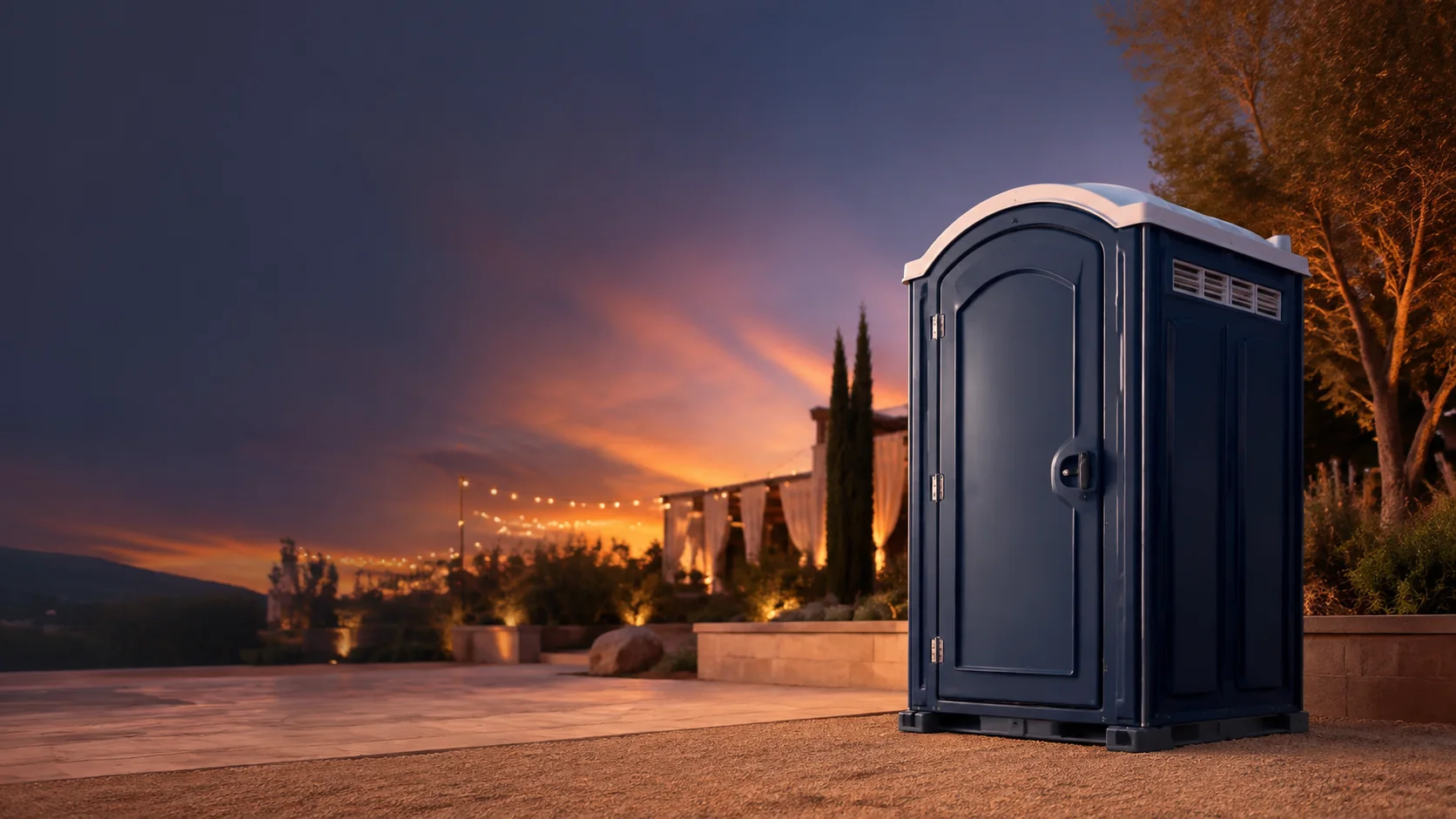 Portable restroom shown for rental planning in Roy, UT